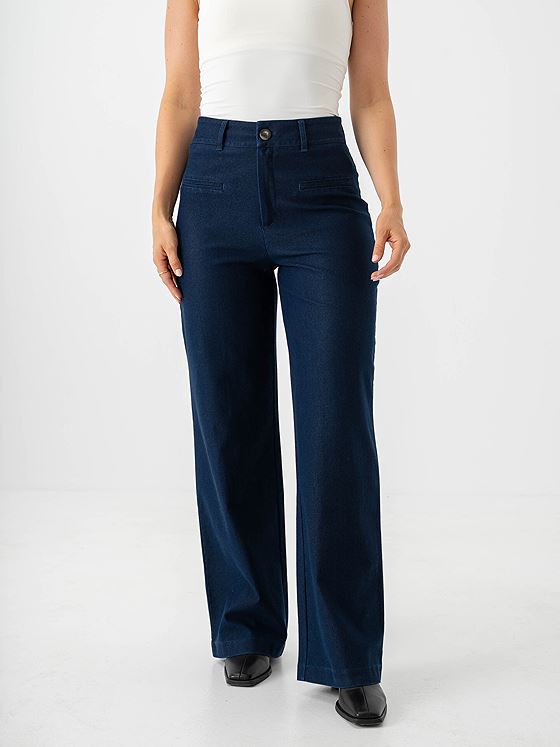 Ichi Kate Denim Pant Dark Blue