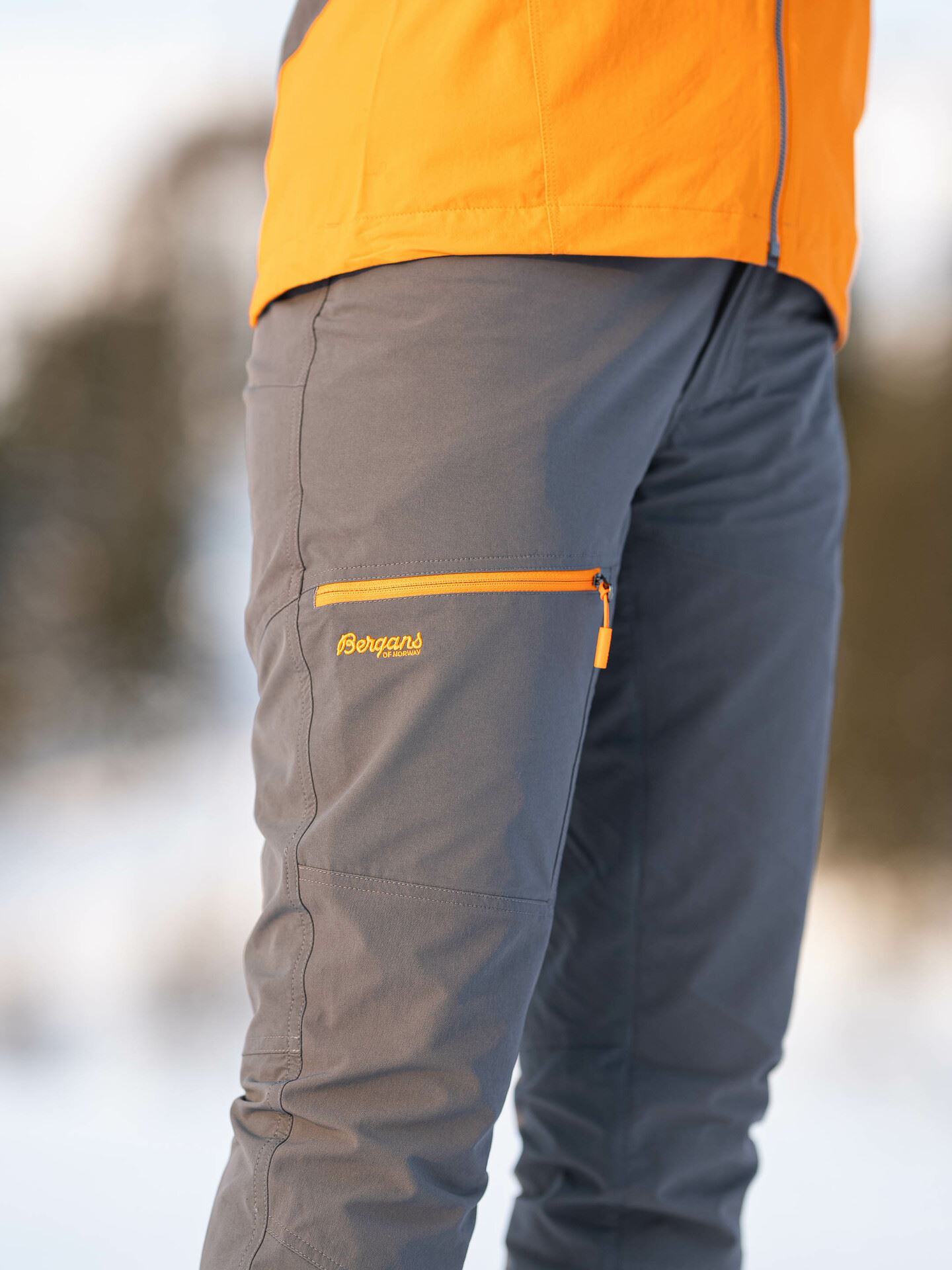 Bergans - Women's Cecilie Mountain Softshell Pants - Mountaineering  trousers - Solid Dark Grey / Cloudberry Yellow | S