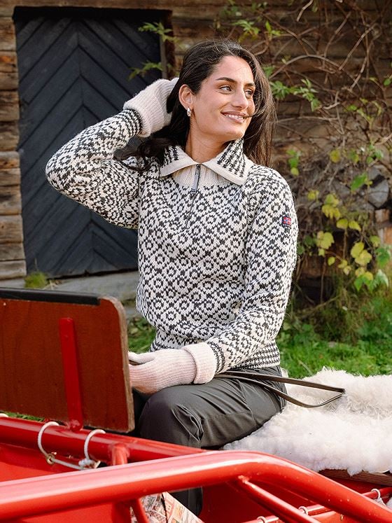 Devold Svalbard Wool Zip Neck Offwhite/Anthracite