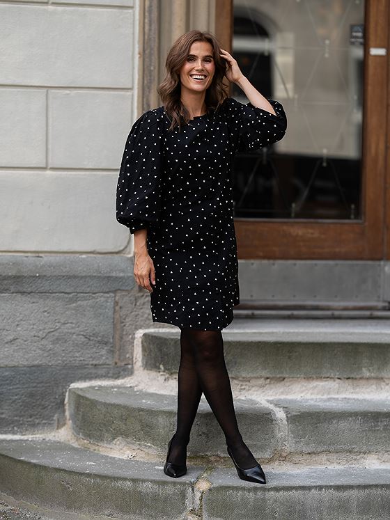 Ichi Qwissa Dress Black Heart aop