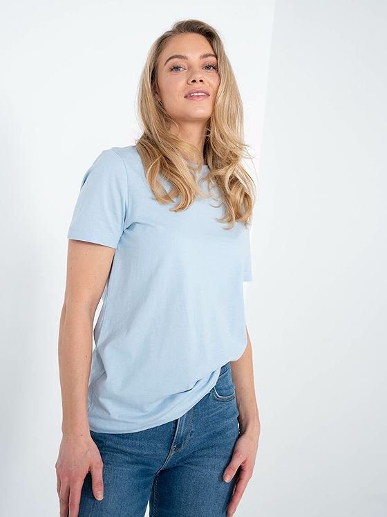 Selected Femme My Essential Short Sleeve O-Neck Tee Cashmere Blue