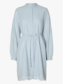 Selected Femme Tatiana Long Sleeve Short Embr Dress Cashmere Blue