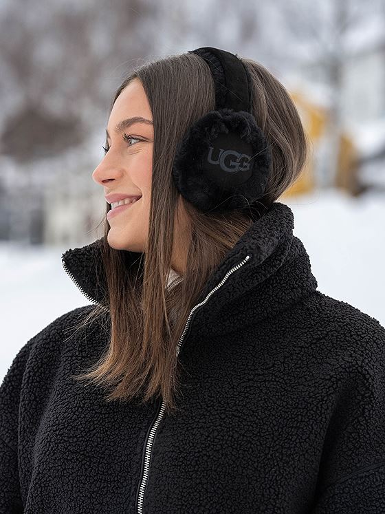 UGG Womens Emb Logo Earmuff Black