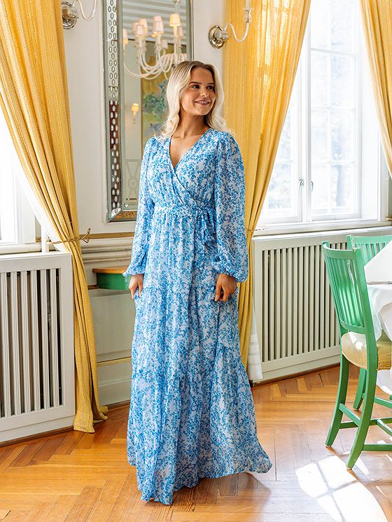 Vero Moda Aware Audora Long Sleeve Long Frill Wrap Dress Skyway