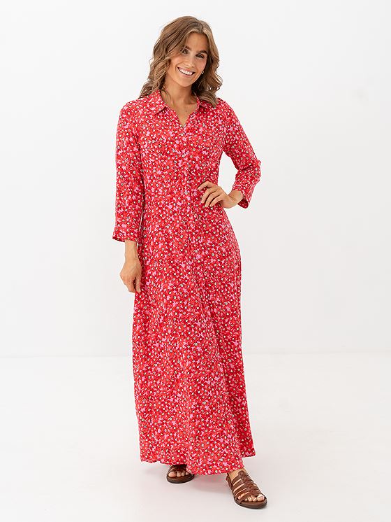Y.A.S Savanna Long Shirt Dress Cyclamen Polly print
