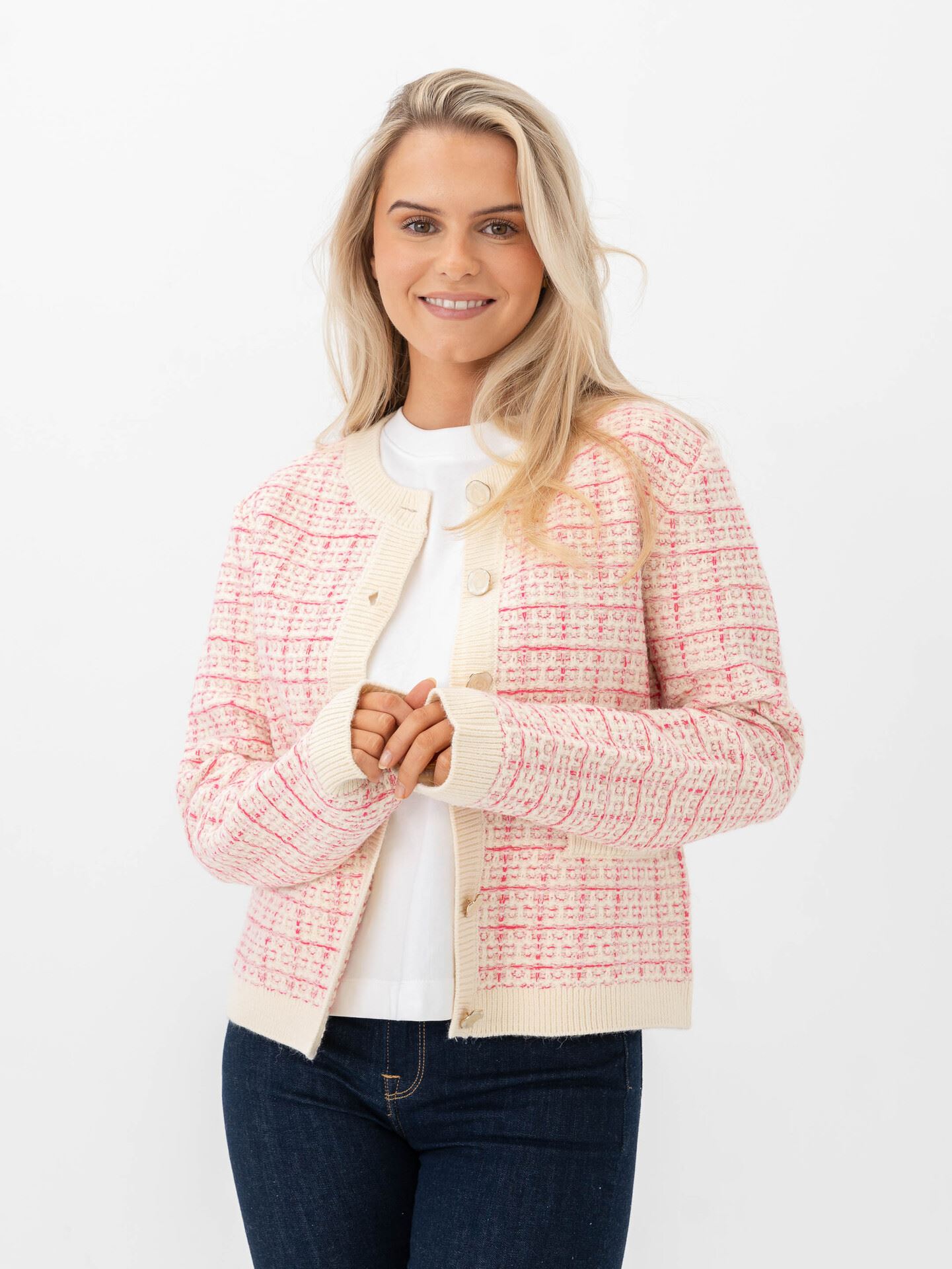 Y.A.S Livia Long Sleeve Short Knit Cardigan - Dame - Rosa - L