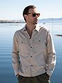 Only & Sons Kennet Long Sleeve Linen Overshirt Silver Lining