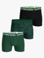 Björn Borg Cotton Stretch Boxer 3-Pack Black, Green, Print