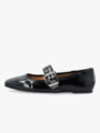 Bianco Rose Karré Mary Jane Flat Faux Leather Black Patent