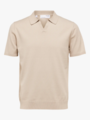 Selected Homme Teller Short Sleeve Knit Polo Oatmeal