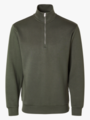 Selected Homme Emanuel Soft Zip High Neck Sweat Forest Night