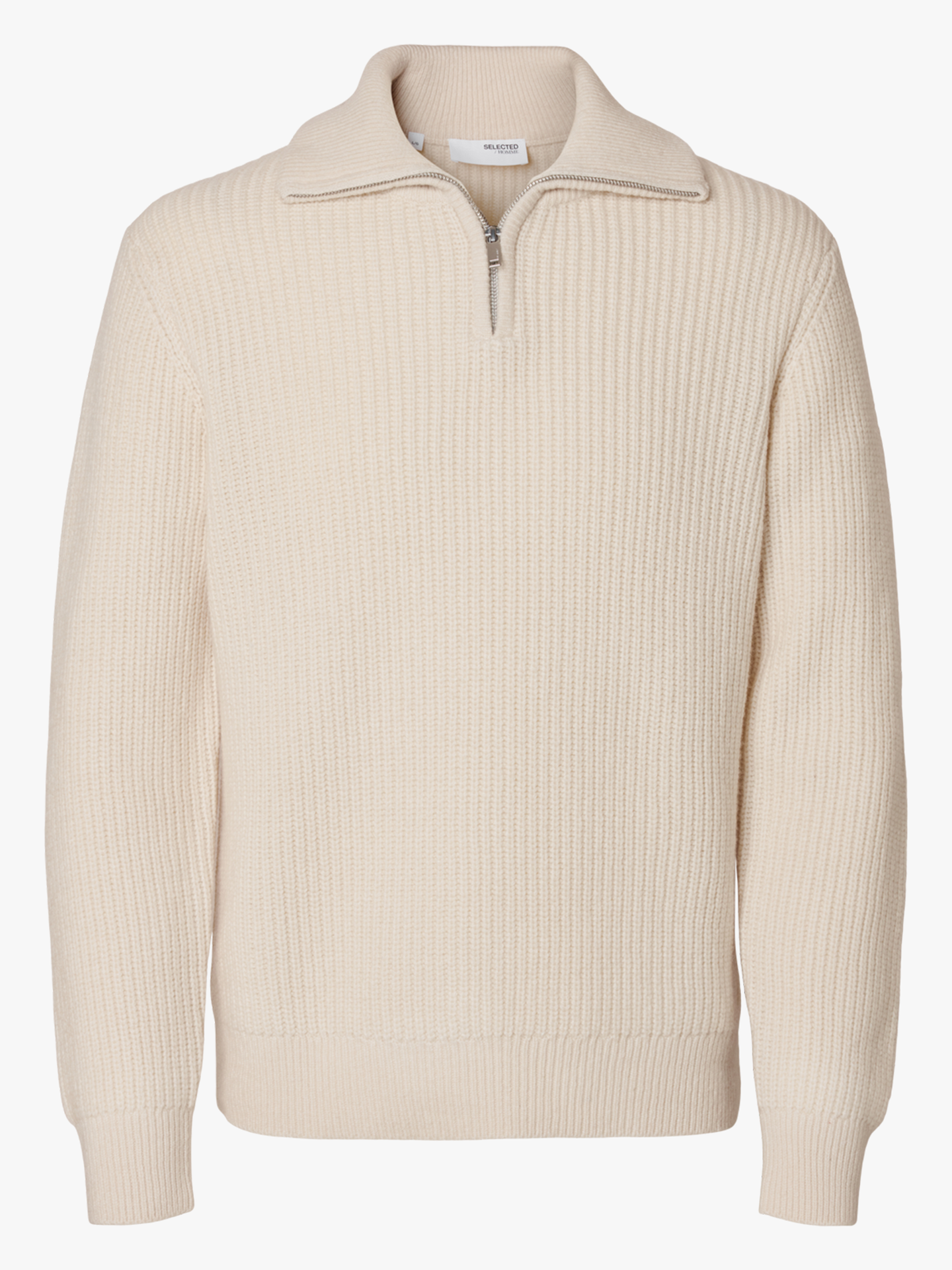 Selected Homme Land Long Sleeve Knit Half Zip - Herre - Beige - L