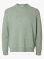 Selected Homme Reuben Long Sleeve Knit Relaxed Crew Neck Iceberg Green Melange