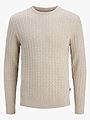 Jack and Jones Emil Knit Cable Crew Neck Oatmeal Melange