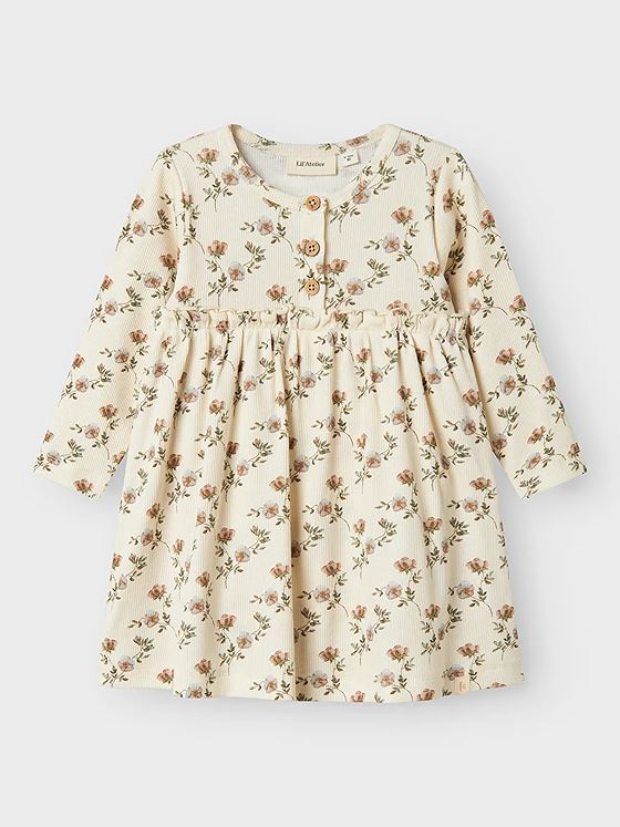 Lil- Atelier Gavo Ens Long Sleeve Body Dress Turtledove Flowers