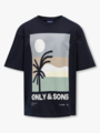 Only & Sons Jr Artsy Life Short Sleeve Oversized Printed Tee Night Sky Palm