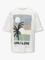 Only & Sons Jr Artsy Life Short Sleeve Oversized Printed Tee Tofu Palm