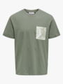 Only & Sons Perry Life Reg Leaf Short Sleeve Pocket Tee Castor Gray / Cloud Dancer Pocket