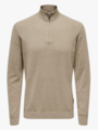 Only & Sons Loui Reg Mel Half Zip Knit Desert Taupe Melange