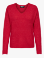 Only Camilla V-Neck Long Sleeve Pullover Knit True Red