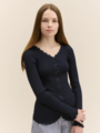 Rosemunde Balta Long Sleeve Regular Lace Cardigan Navy