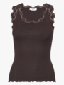 Rosemunde Babette Silk Top W/ Lace Dark Espresso