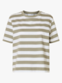 Selected Femme Essential Short Sleeve Striped Boxy Tee Vetiver BRIGHT WHITE - WIDE