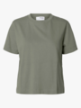 Selected Femme Essential Short Sleeve Boxy Tee Vetiver