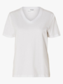 Selected Femme Essential Short Sleeve V-Neck Tee Bright White