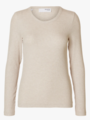 Selected Femme Dianna Long Sleeve O-Neck Top Oatmeal Melange