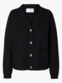 Selected Femme Ana Long Sleeve Knit Cardigan Black