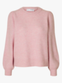 Selected Femme Lulu Long Sleeve Knit Rib O-Neck Bleached Mauve Melange