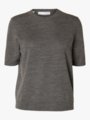 Selected Femme Hella Short Sleeve Knit O-Neck Medium Grey Melange