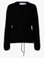 Selected Femme Sia Ras Long Sleeve Knit Belt Cardigan Black