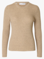 Selected Femme Ingrid Long Sleeve Knit O-Neck Island Fossil Melange