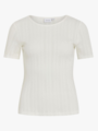 Vila Kassie Short Sleeve Pointelle Top Snow White