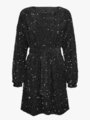 Vero Moda Bella Long Sleeve Boatneck Short Dress Black Sequins