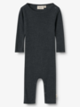 Wheat Wool Silk Jumpsuit Long Sleeve Frankie Navy