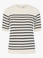 Y.A.S Lena Short Sleeve Knit Pullover Birch / Black Stripes